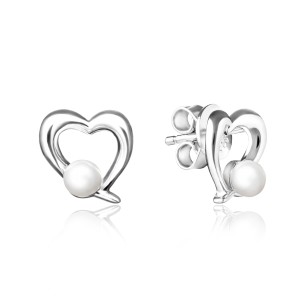 Cercei argint inimioare cu perle naturale DiAmanti SK19230E_W-G (Argint 925‰ 1,7 g.)